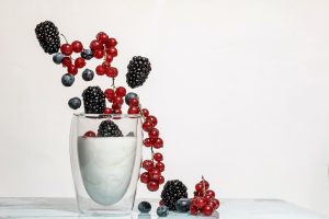 healthy food, fruits, veggies, oatmeal